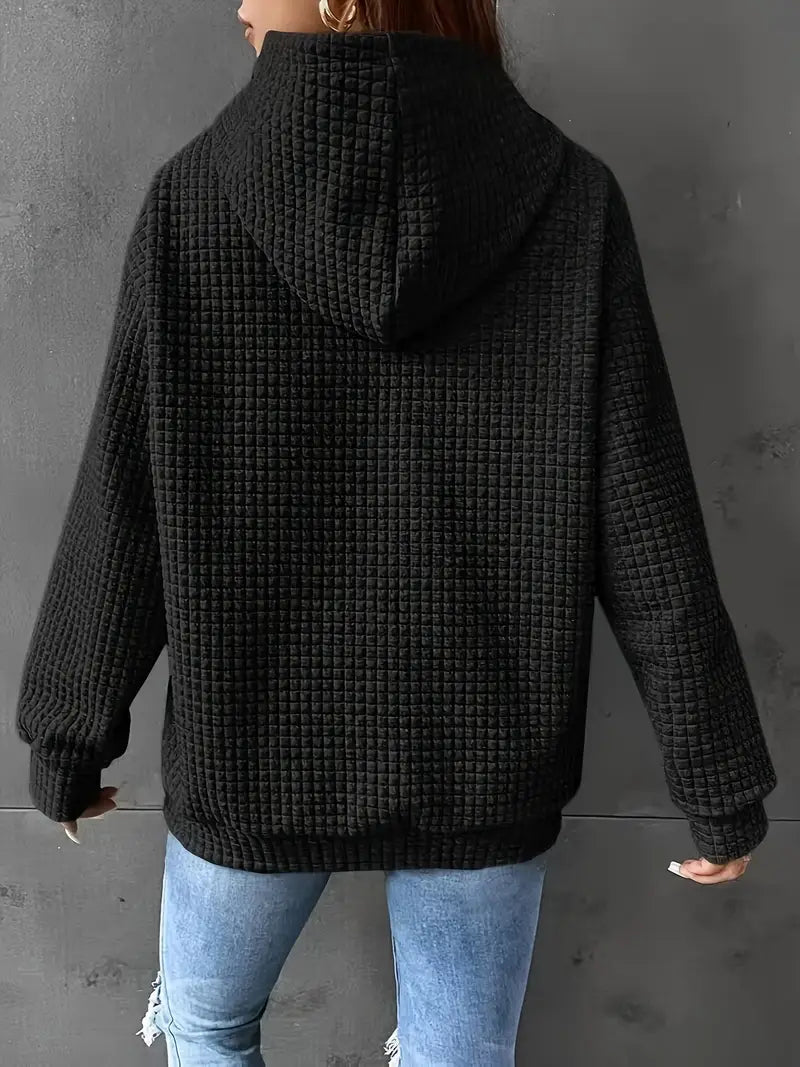 Sweat à capuche grande taille décontracté motif carré