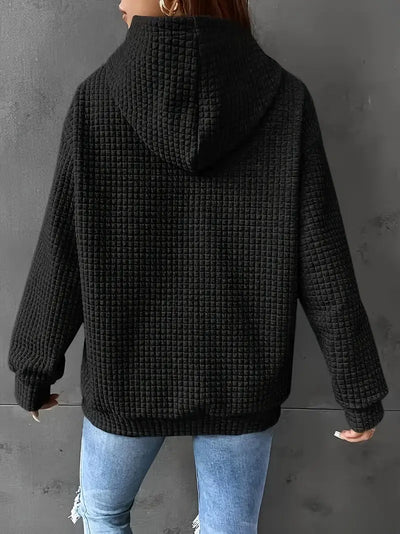 Sweat à capuche grande taille décontracté motif carré