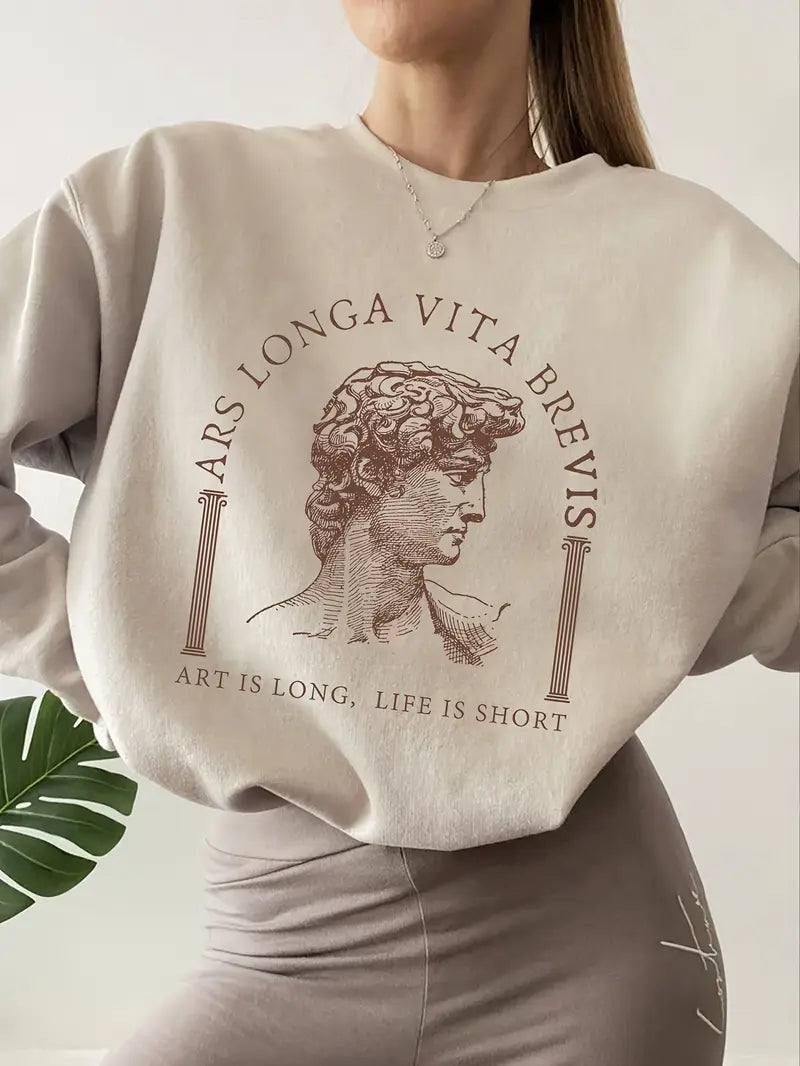 Sweat-shirt à imprimé graphique col rond