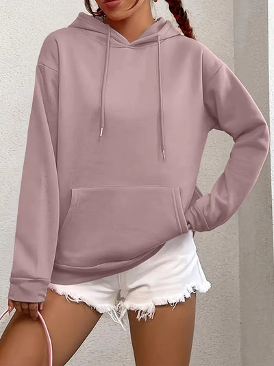 Sweat à capuche uni doublure chaude