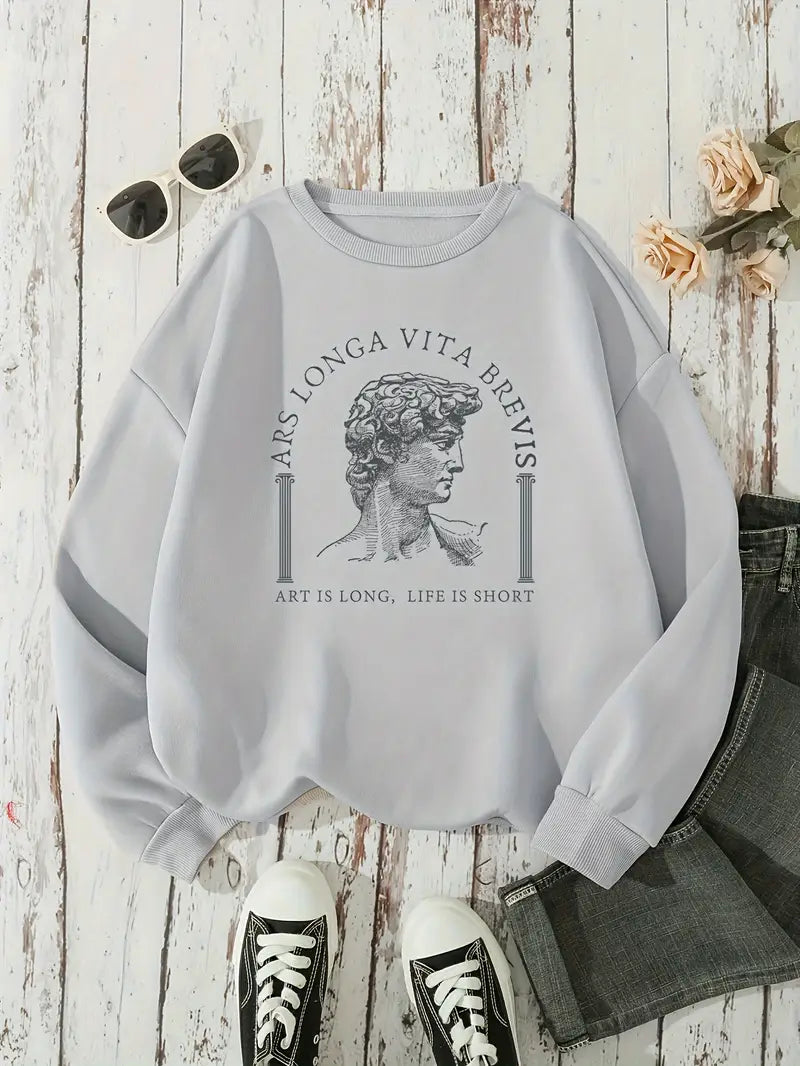 Sweat-shirt à imprimé graphique col rond