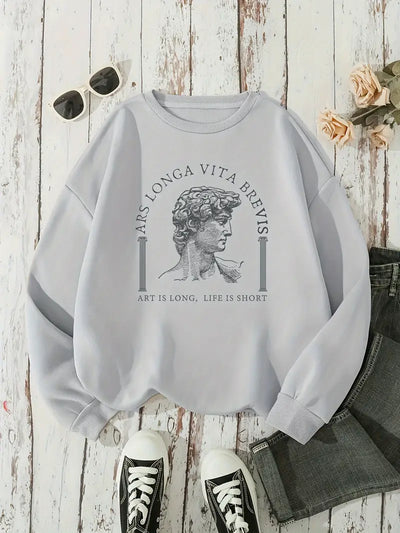 Sweat-shirt à imprimé graphique col rond