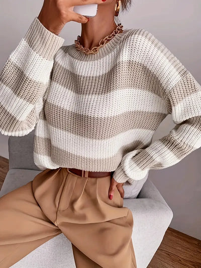 Pull rayé décontracté à épaules tombantes