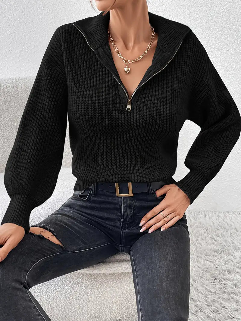 Pull décontracté à demi-fermeture éclair design rayé