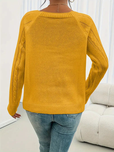 Pull Décontracté Col Carré avec Boutons et Manches Lanternes