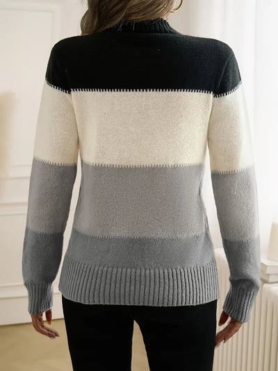 Pull doux et élégant blocs de couleurs
