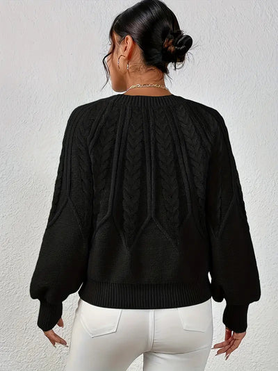 Pull à col rond tressé