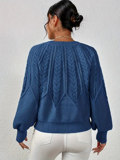 Pull à col rond tressé