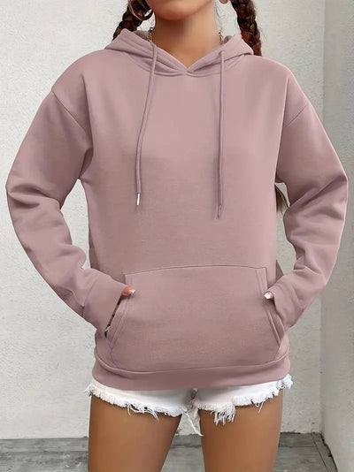 Sweat à capuche uni doublure chaude