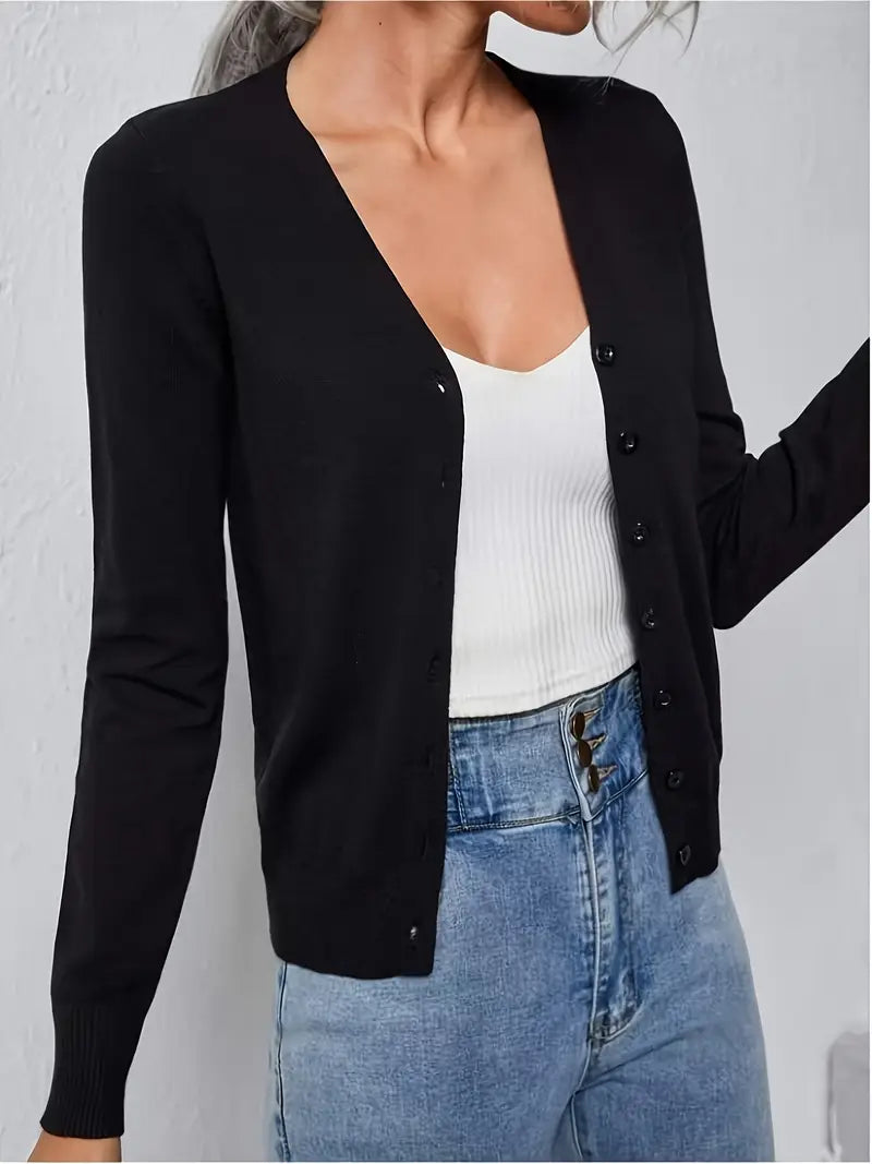 Cardigan simple col V avec boutons