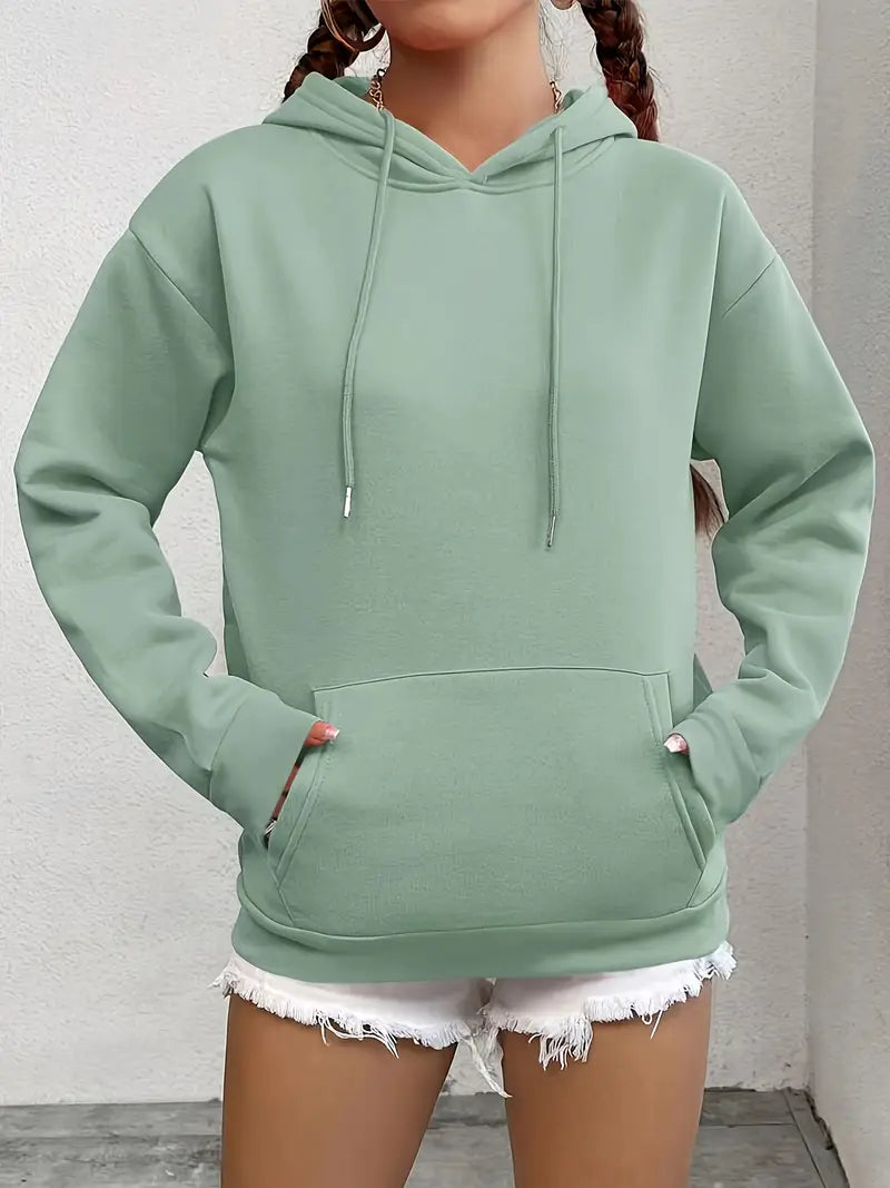 Sweat à capuche uni doublure chaude