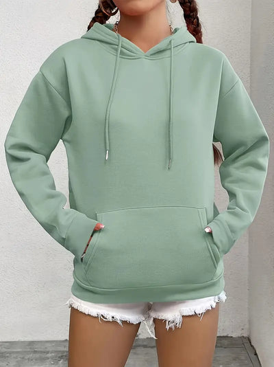 Sweat à capuche uni doublure chaude