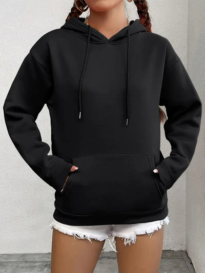 Sweat à capuche uni doublure chaude