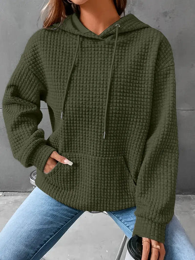 Sweat à capuche grande taille décontracté motif carré