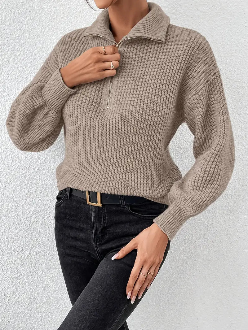 Pull décontracté à demi-fermeture éclair design rayé