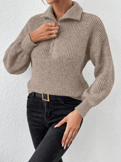 Pull décontracté à demi-fermeture éclair design rayé