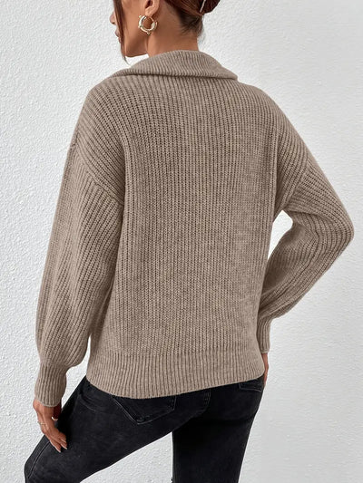 Pull décontracté à demi-fermeture éclair design rayé