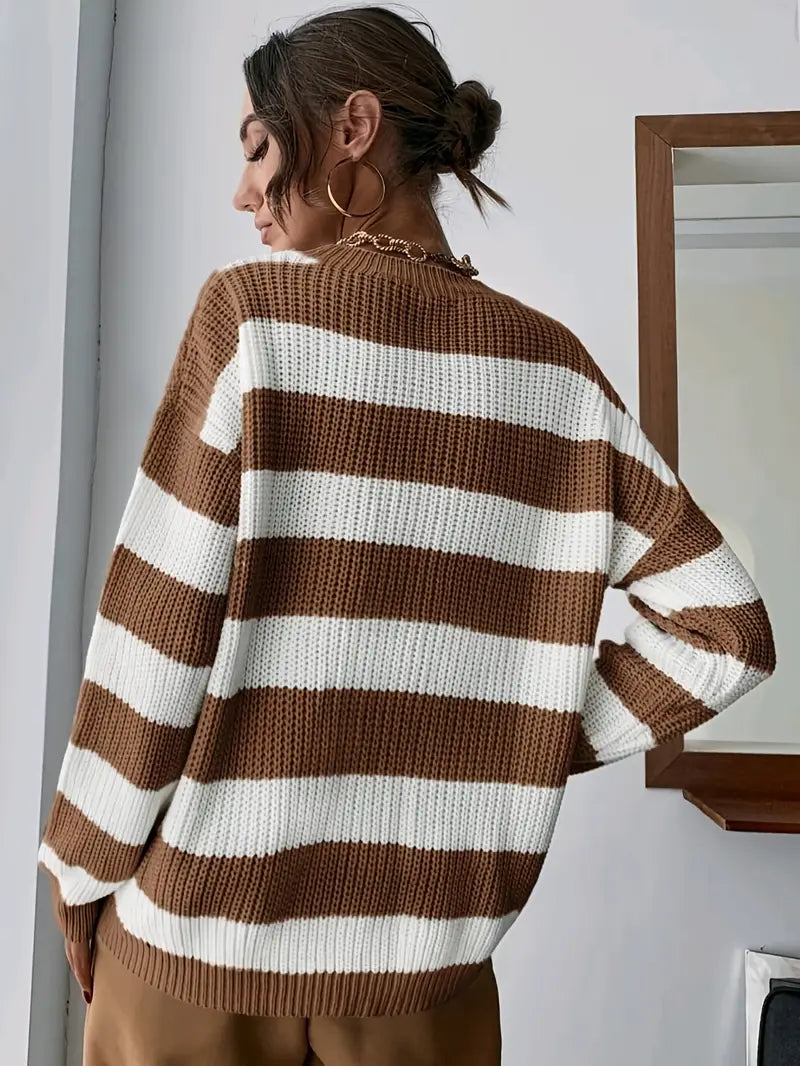 Pull rayé décontracté à épaules tombantes