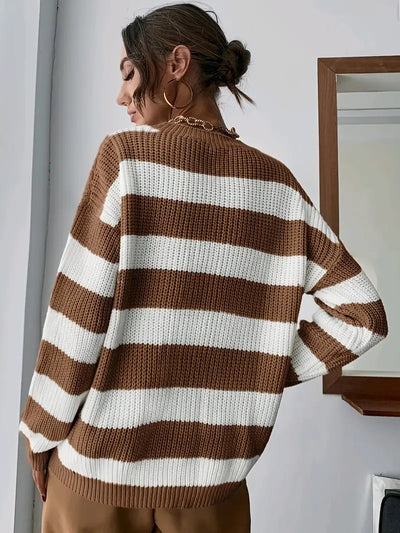 Pull rayé décontracté à épaules tombantes