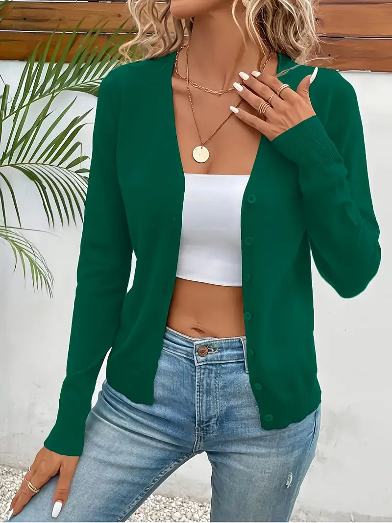 Cardigan simple col V avec boutons