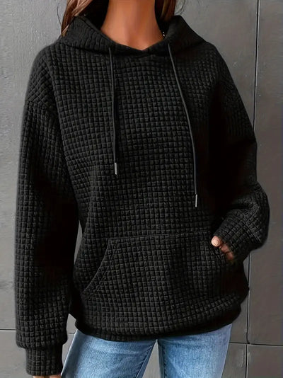 Sweat à capuche grande taille décontracté motif carré