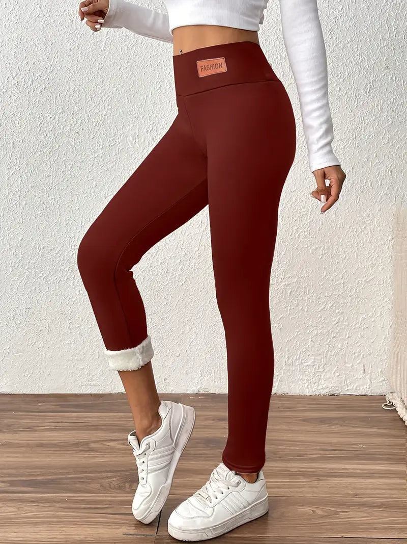 Legging taille haute doublé polaire avec effet remonte-fesses