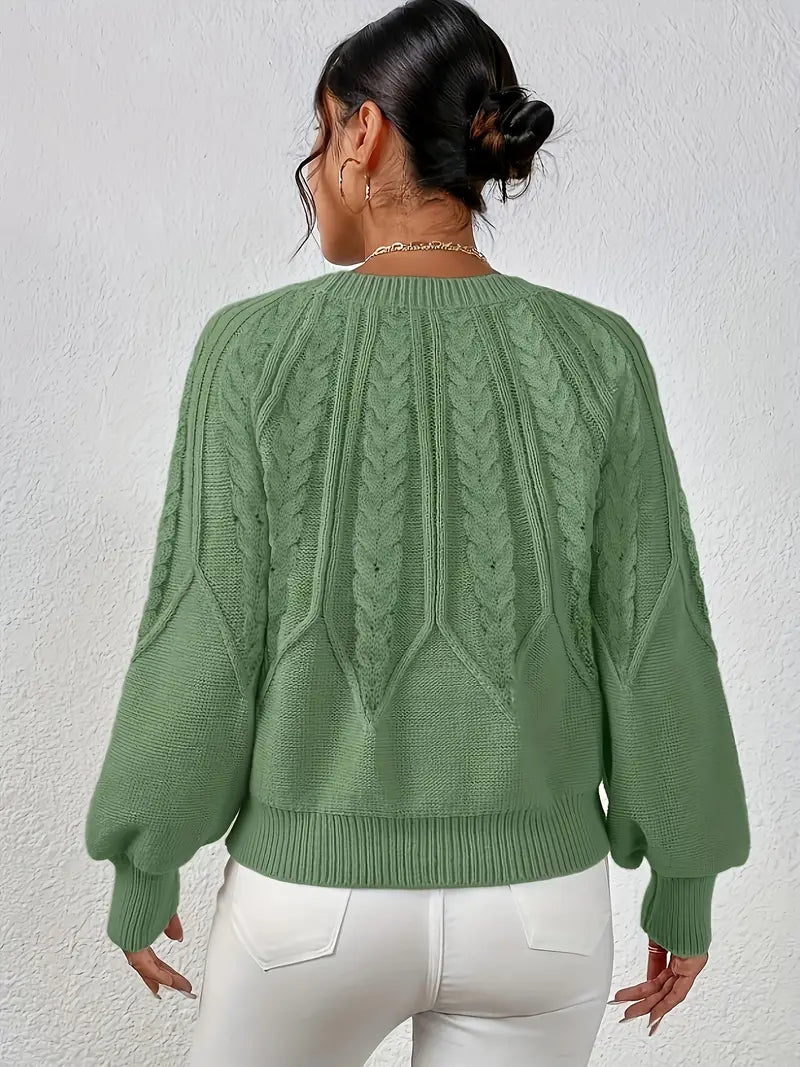 Pull à col rond tressé