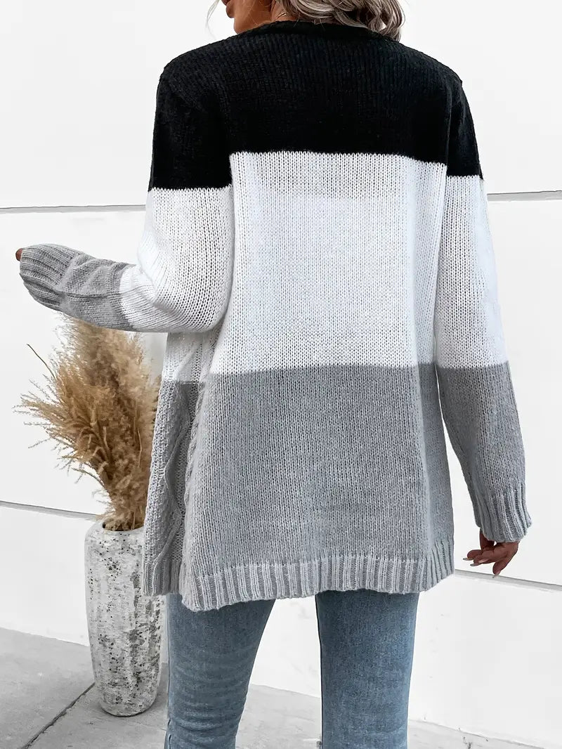 Cardigan chic en tricot trois couleurs