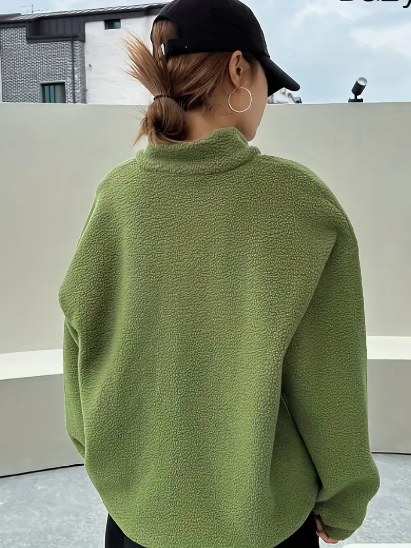 Sweat confortable col zippé en peluche