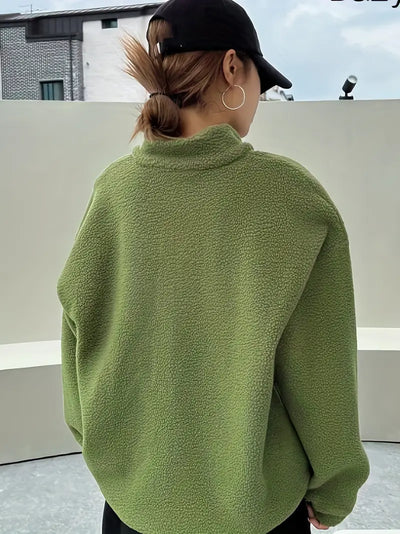 Sweat confortable col zippé en peluche