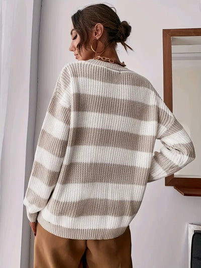 Pull rayé décontracté à épaules tombantes