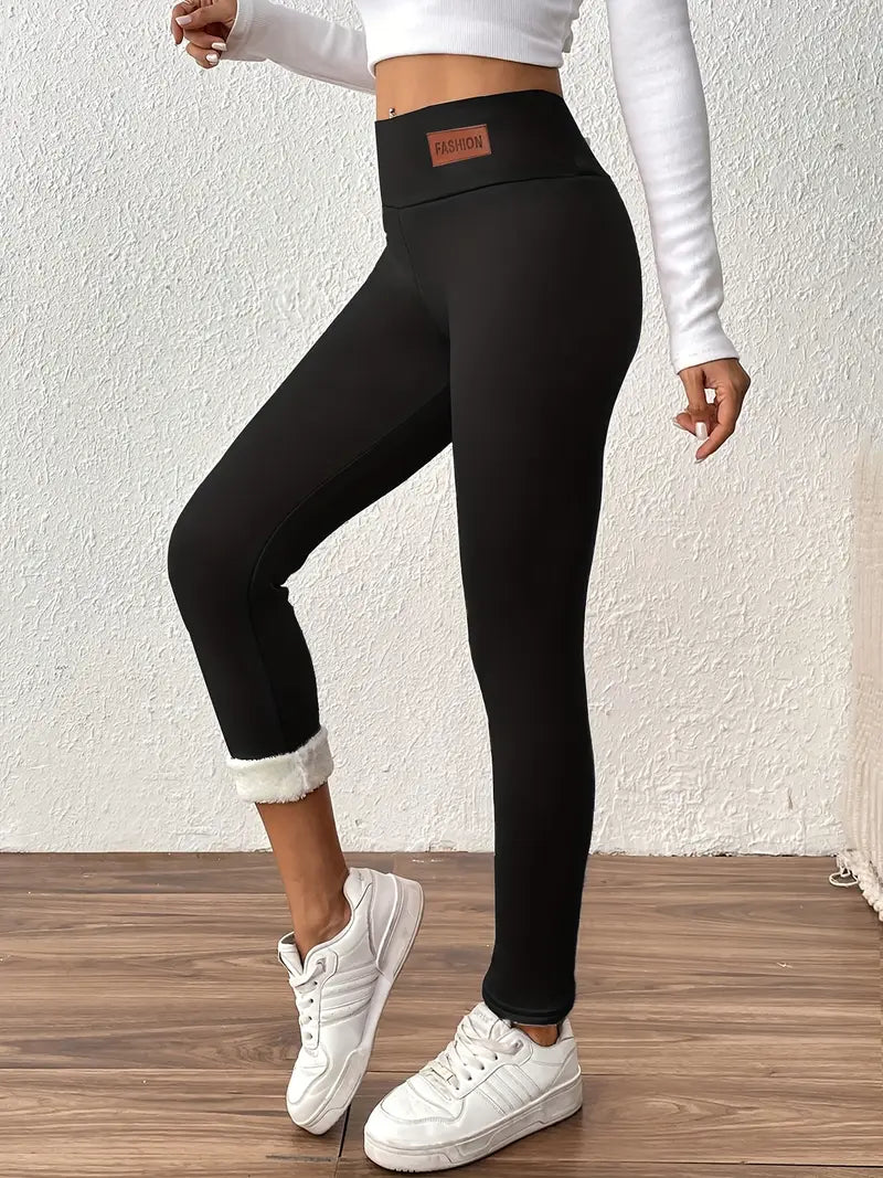 Legging taille haute doublé polaire avec effet remonte-fesses