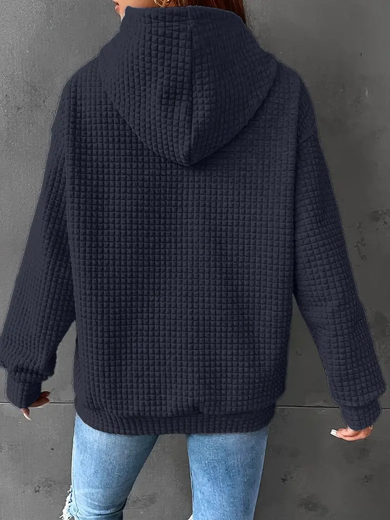 Sweat à capuche grande taille décontracté motif carré