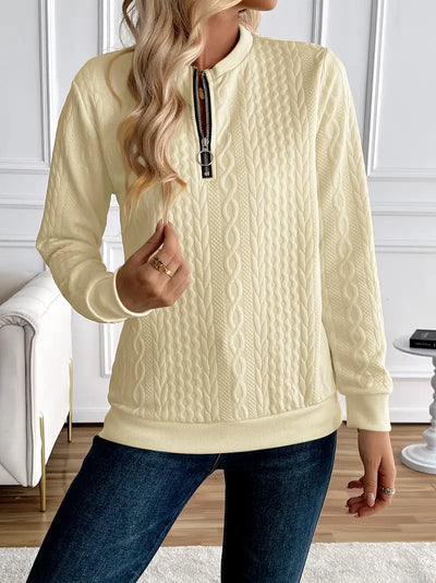 Pull Manches Longues avec Tricot Torsadé