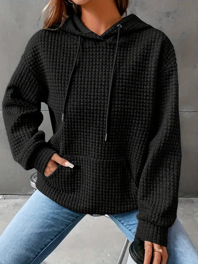 Sweat à capuche grande taille décontracté motif carré