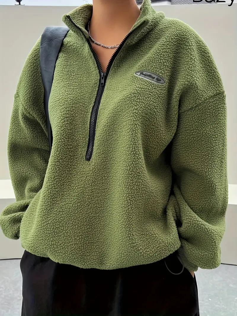 Sweat confortable col zippé en peluche