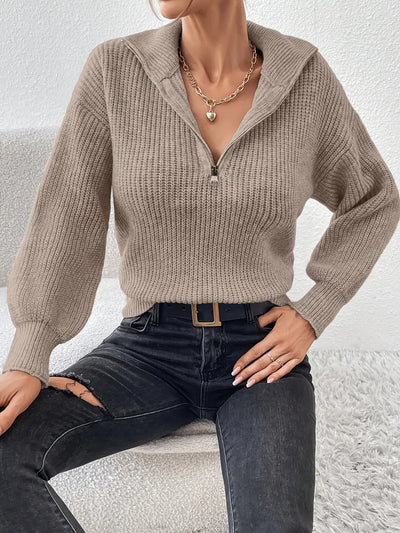 Pull décontracté à demi-fermeture éclair design rayé