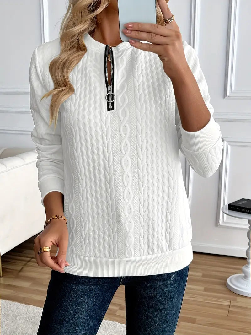 Pull Manches Longues avec Tricot Torsadé
