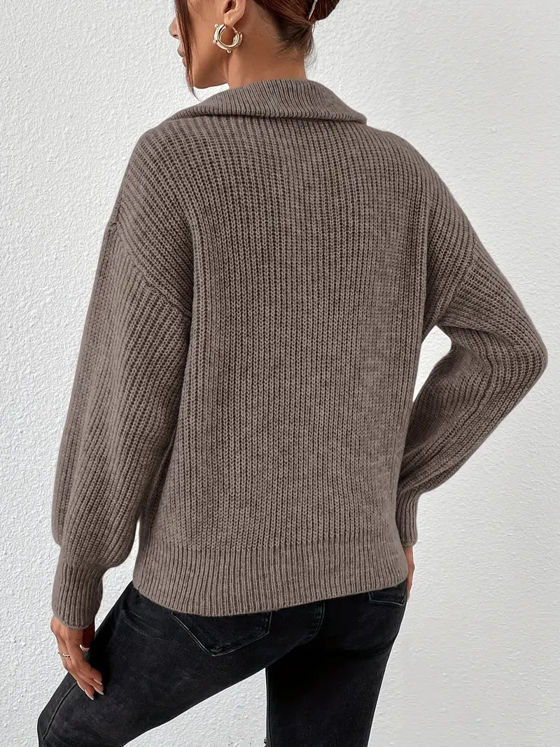 Pull décontracté à demi-fermeture éclair design rayé