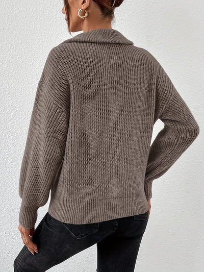 Pull décontracté à demi-fermeture éclair design rayé