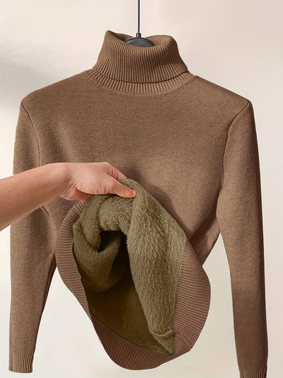 Pull col roulé chaud intérieur polaire