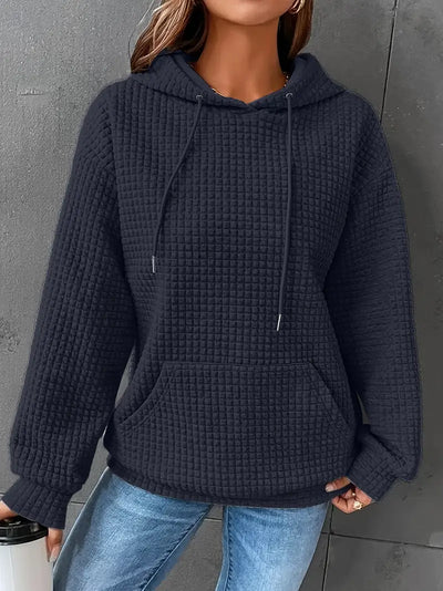Sweat à capuche grande taille décontracté motif carré