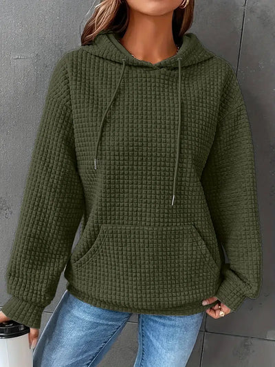 Sweat à capuche grande taille décontracté motif carré