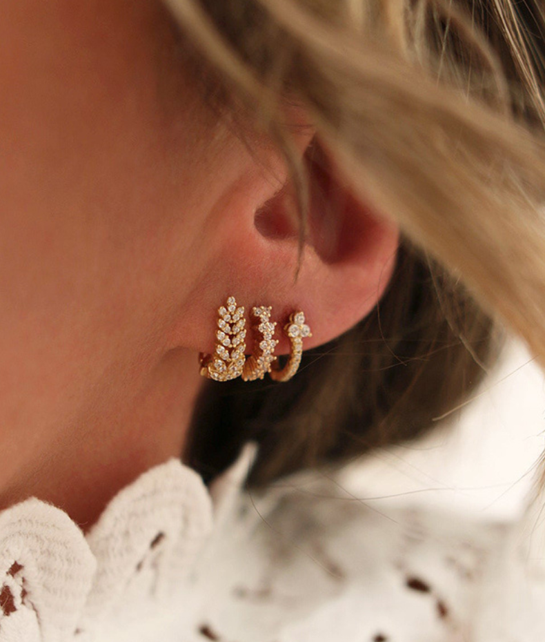 Ensemble boucles d'oreilles Rose
