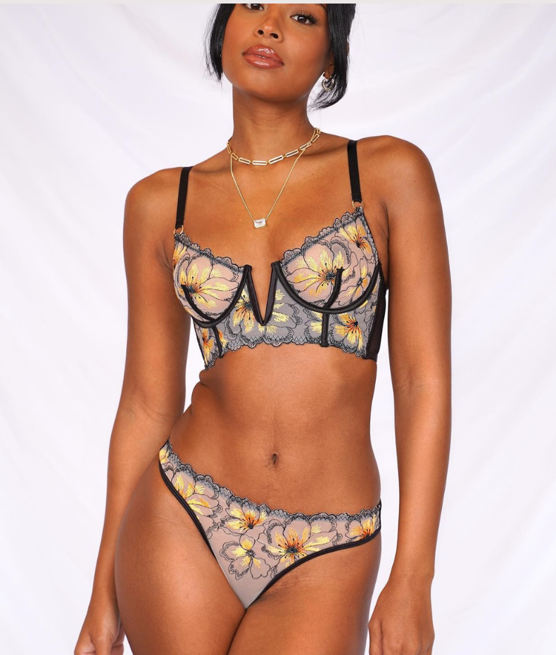 Joséphine bustier sæt med dyb halsudskæring