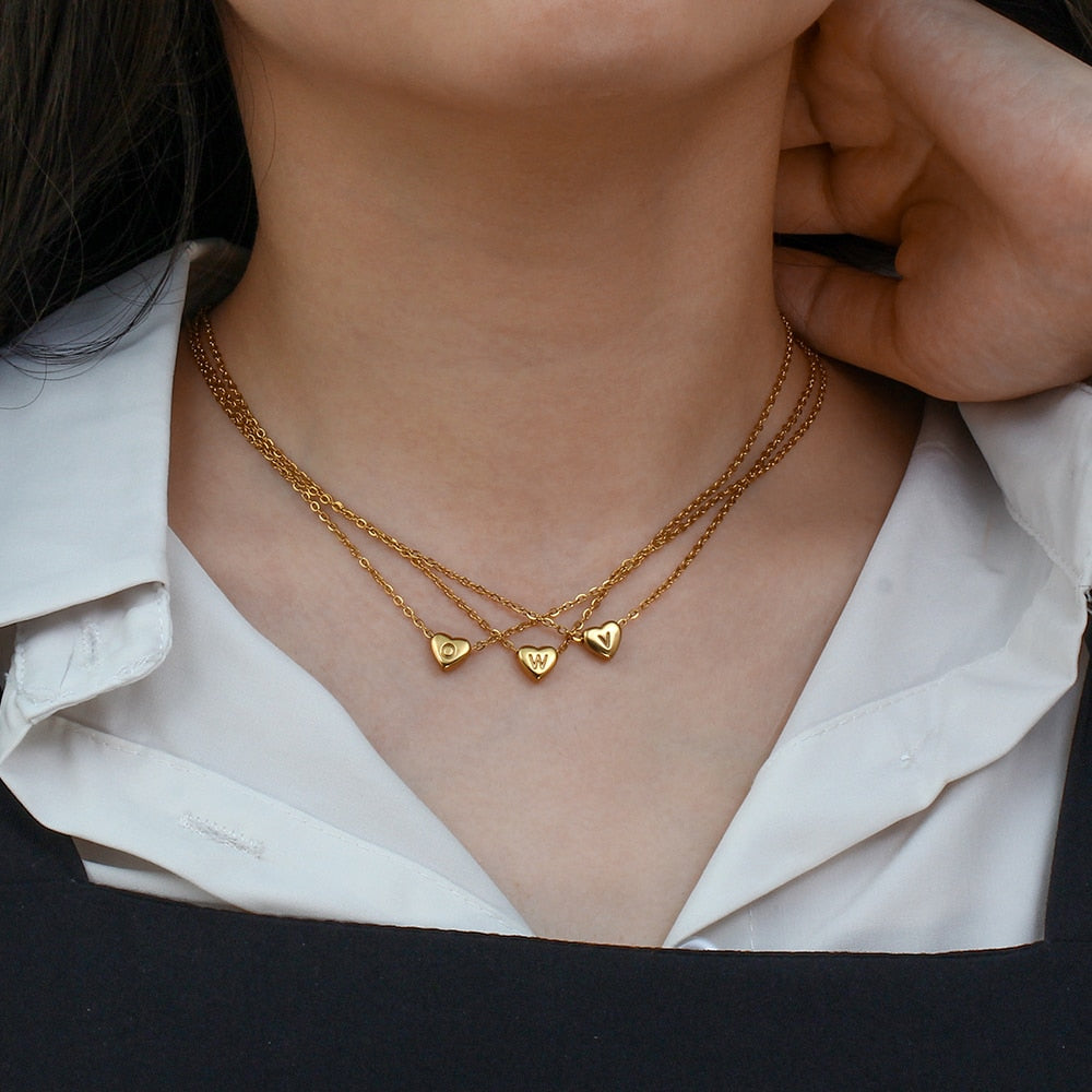 Collier personnalisable coeur plaqué or 18 carats