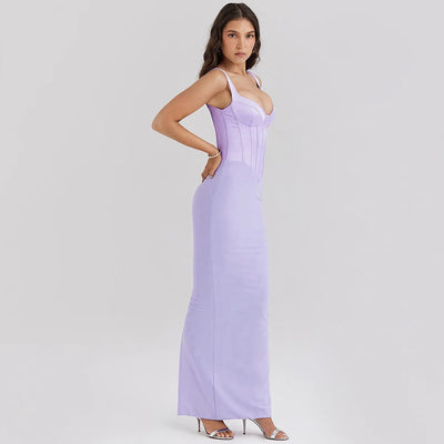 Lang kjole med spalte og bustier
