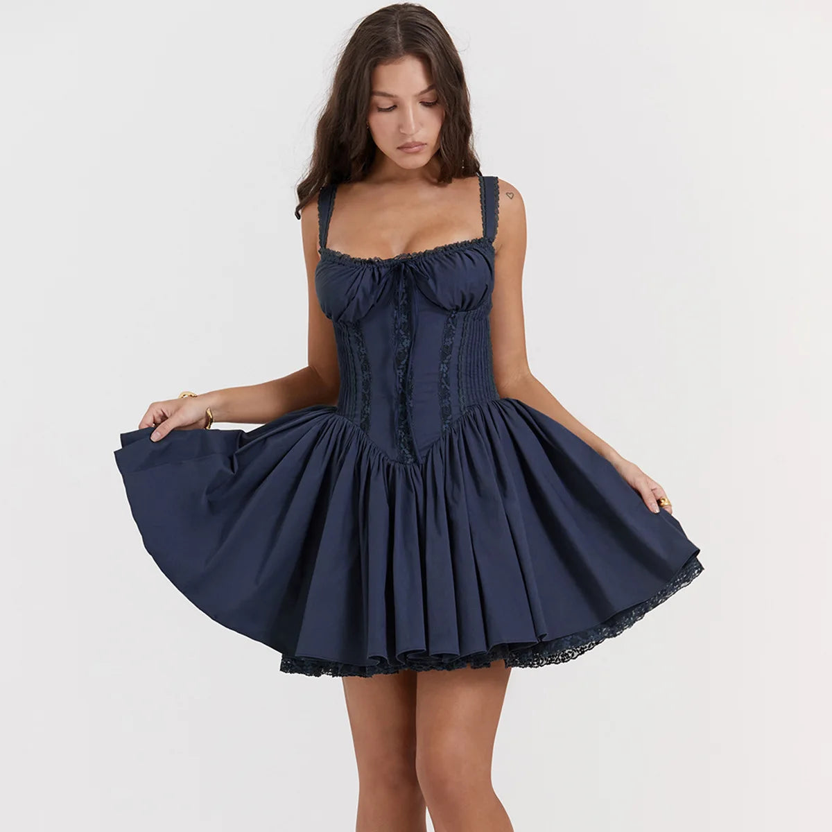Lang kjole med spalte og bustier