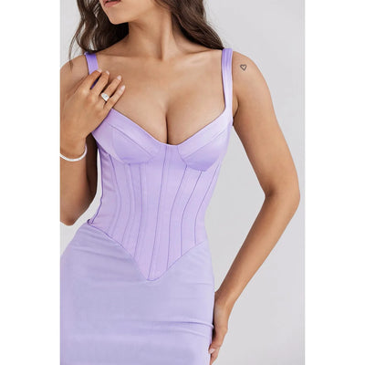 Lang kjole med spalte og bustier