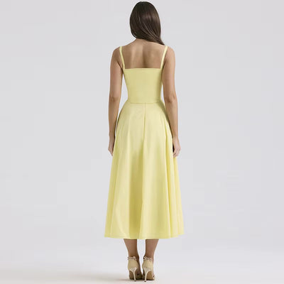 Lang kjole med spalte og bustier